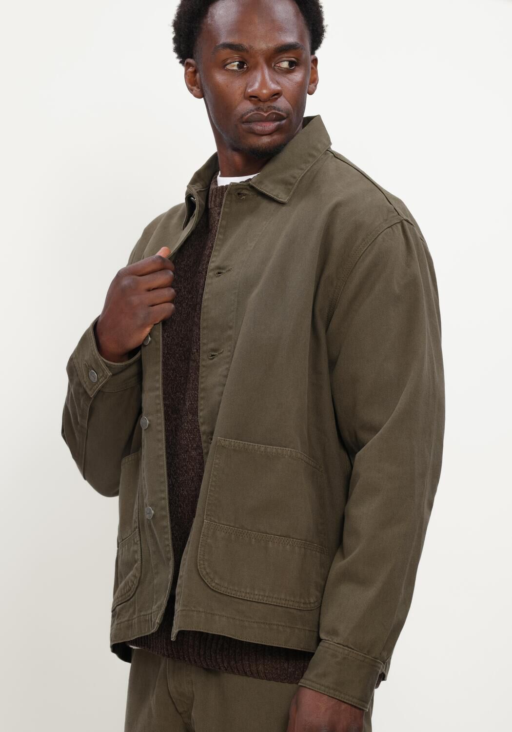 FOR&Eacute;T Pull FORAGER TWILL JACKET en vert - large