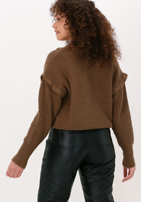CO'COUTURE Pull ROWIE FRONT BUTTON KNIT en marron - large