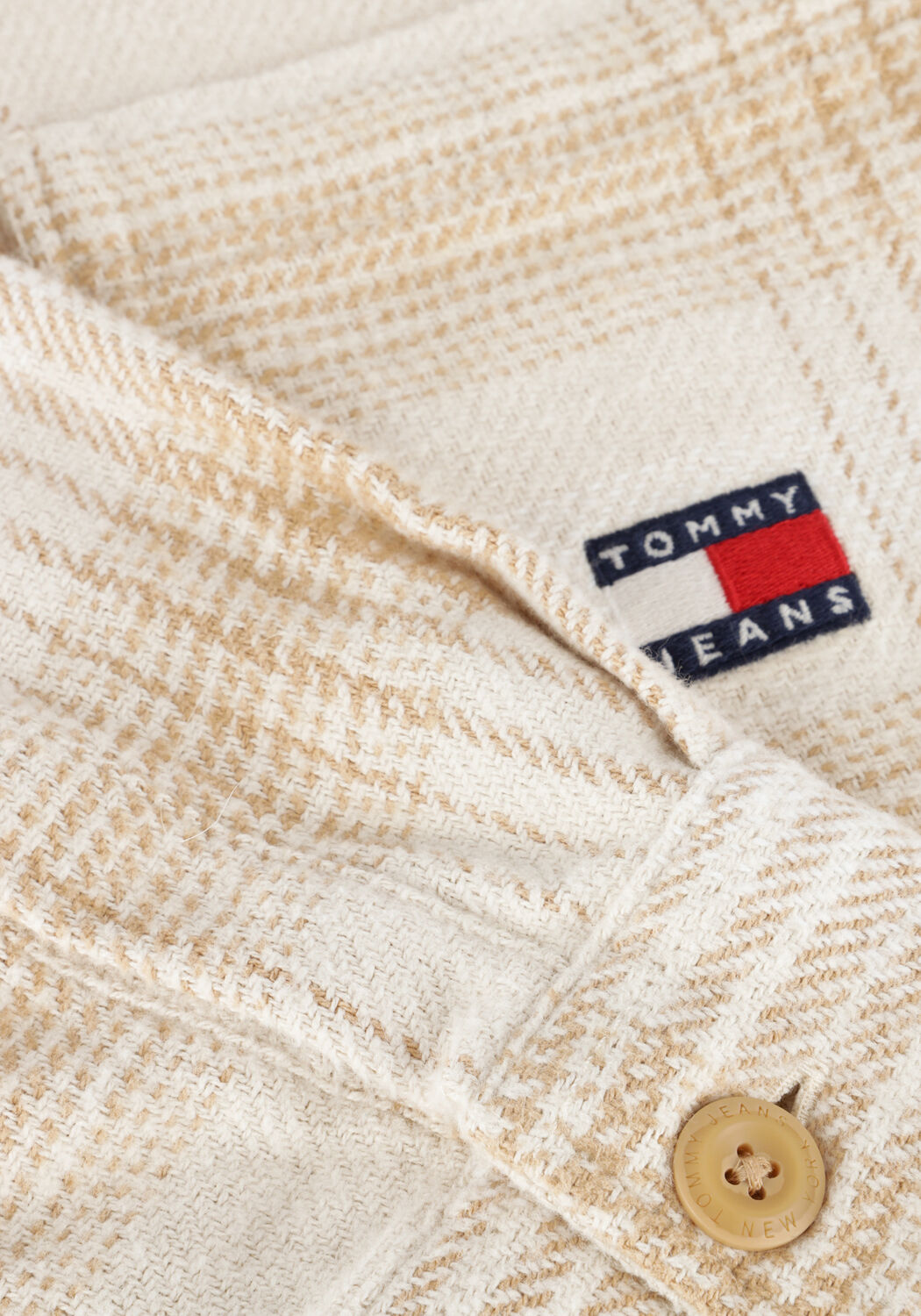Beige TOMMY JEANS Overhemden TJM BADGE CHECK OVERSHIRT - large