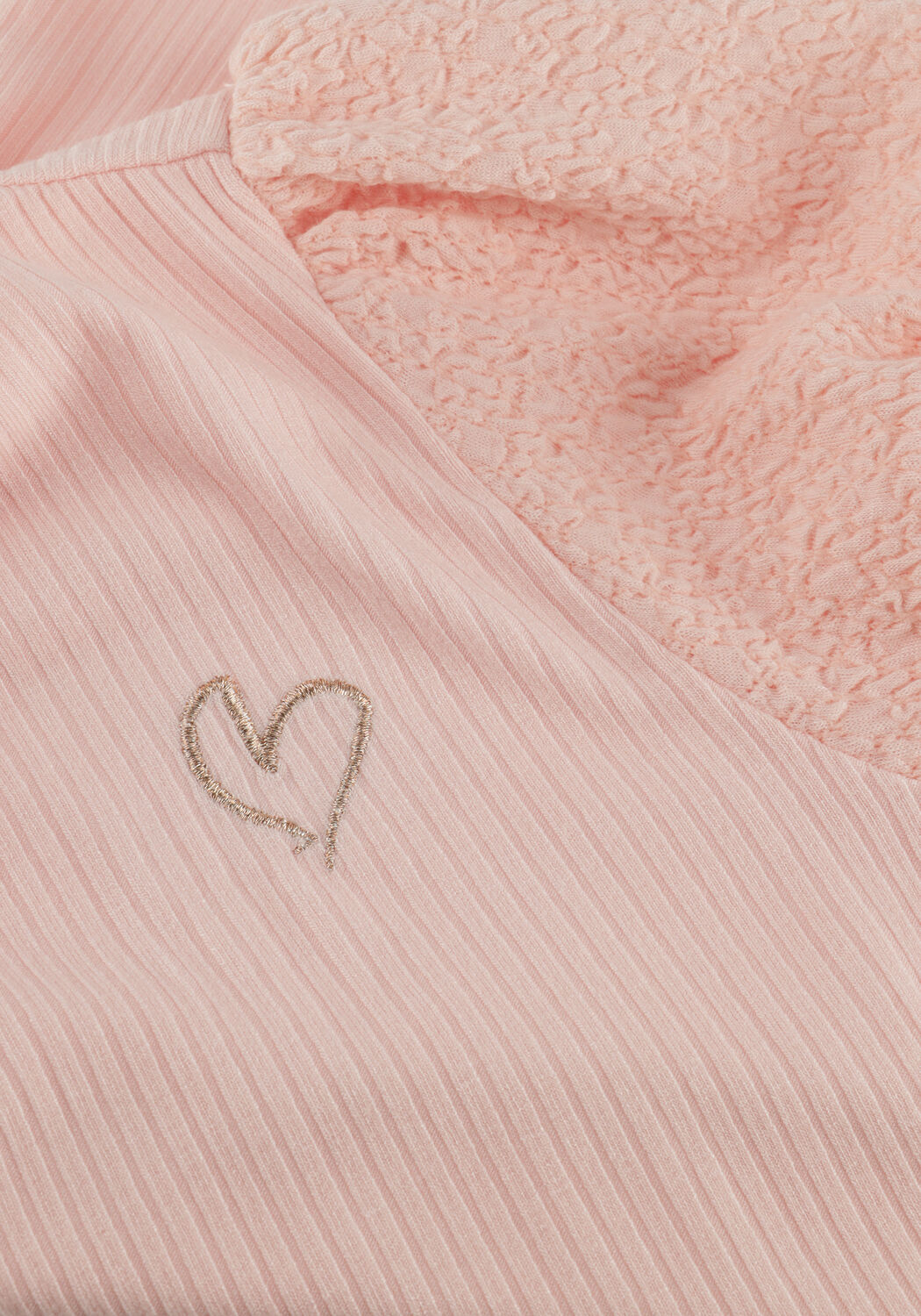 NONO T-shirt KYOTO RIB JERSEY TOP WITH PUFFED SLEEVES Rose clair - large