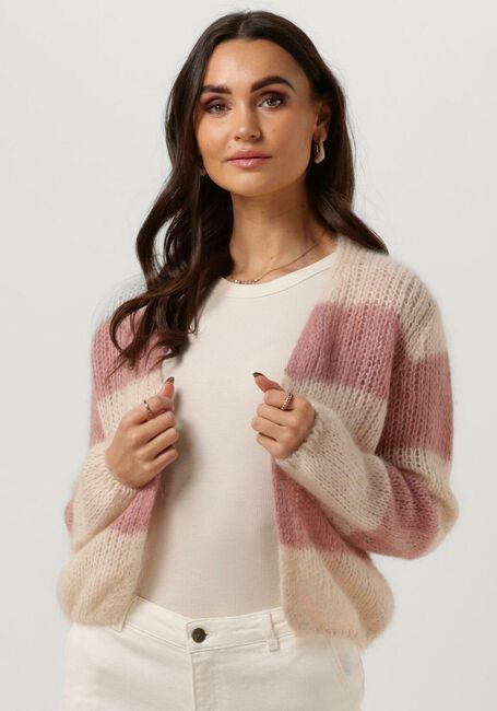 BY-BAR Gilet AVA STRIPE CARDIGAN Rose clair - large