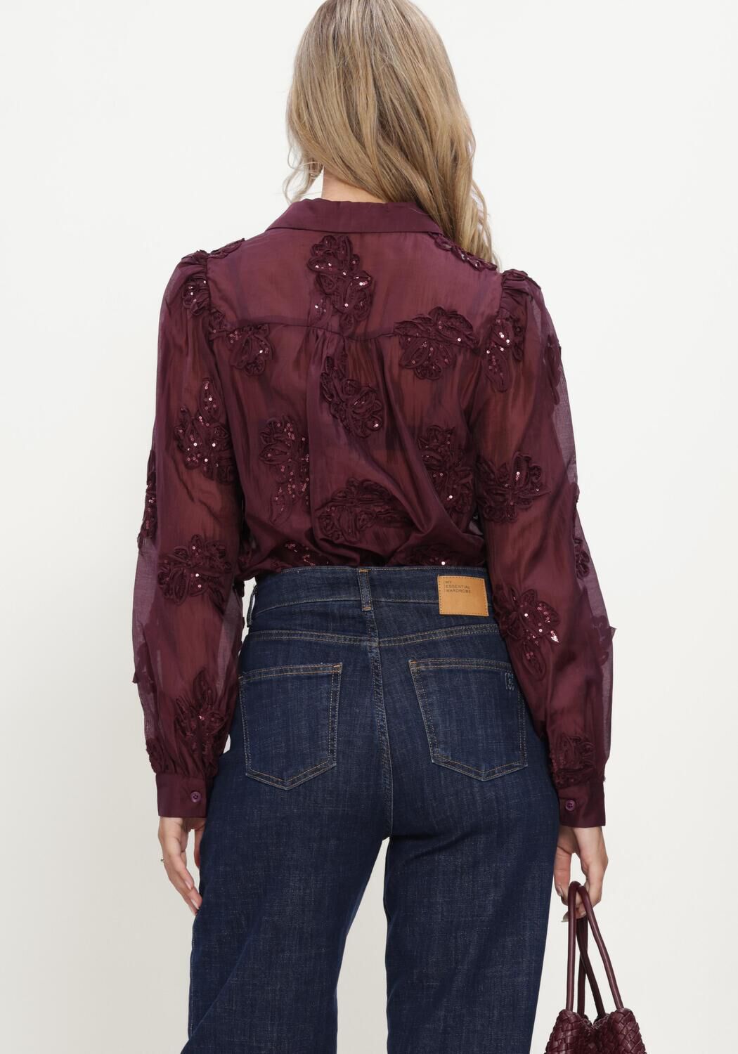 Bordeaux NUKUS  ANTONELLA BLOUSE PAILLET FLOWER: - large