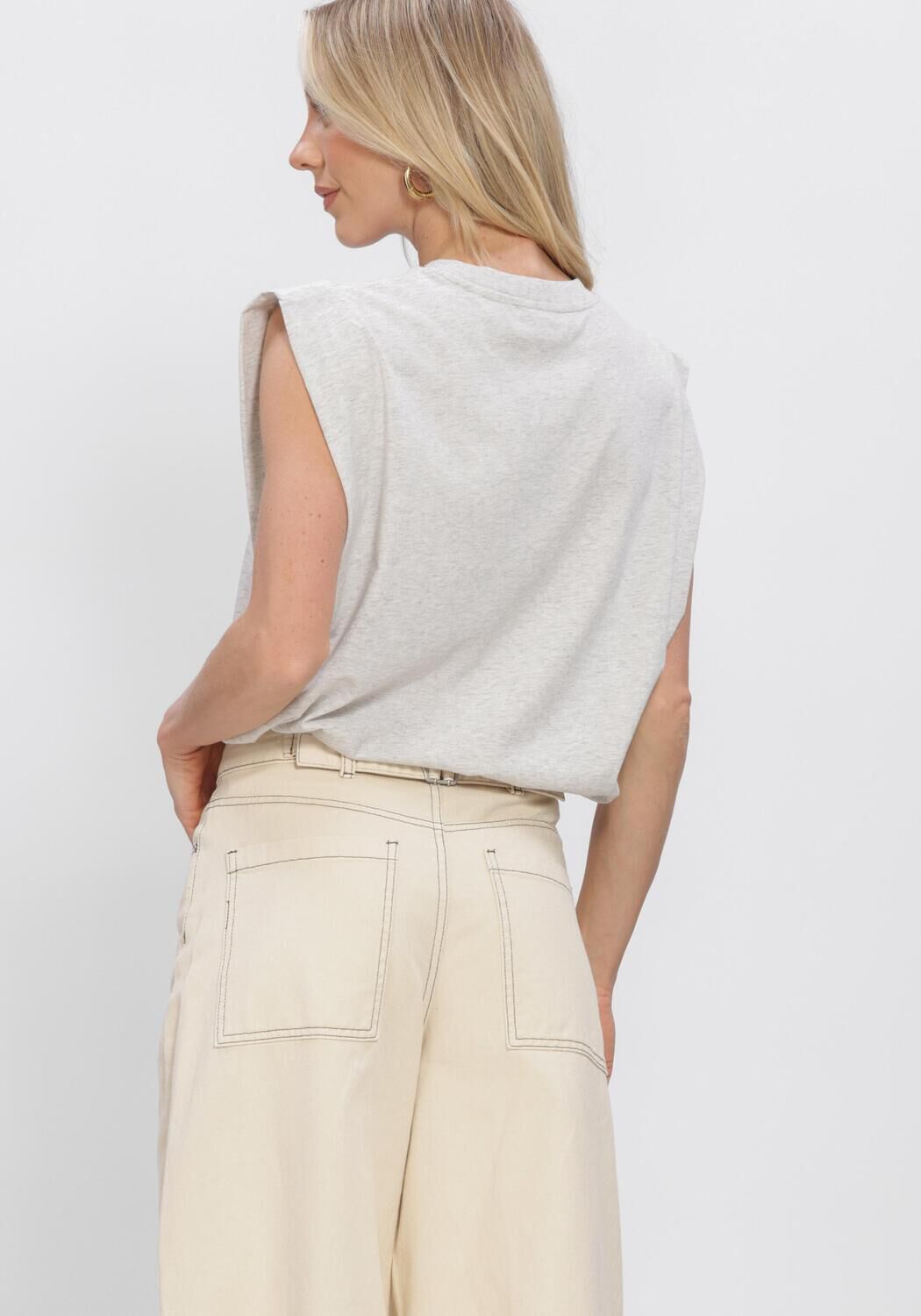 Grijze CATWALK JUNKIE Tops & T-shirts FOLDED SHOULDER SINGLET - large