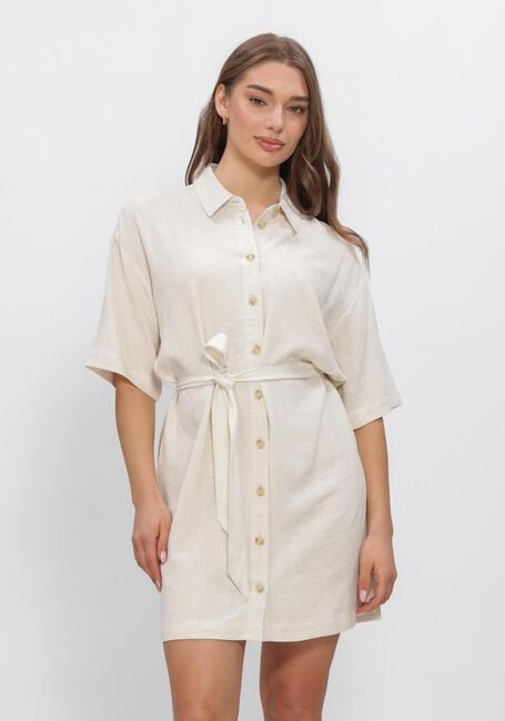 OBJECT Mini robe OBJSANNE 2/4 LO SHIRT DRESS en beige - large