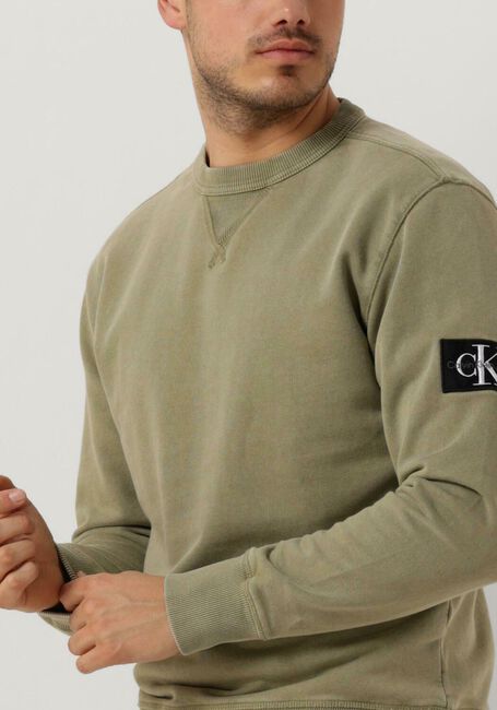 CALVIN KLEIN Chandail WASHED BADGE CREW NECK en vert - large