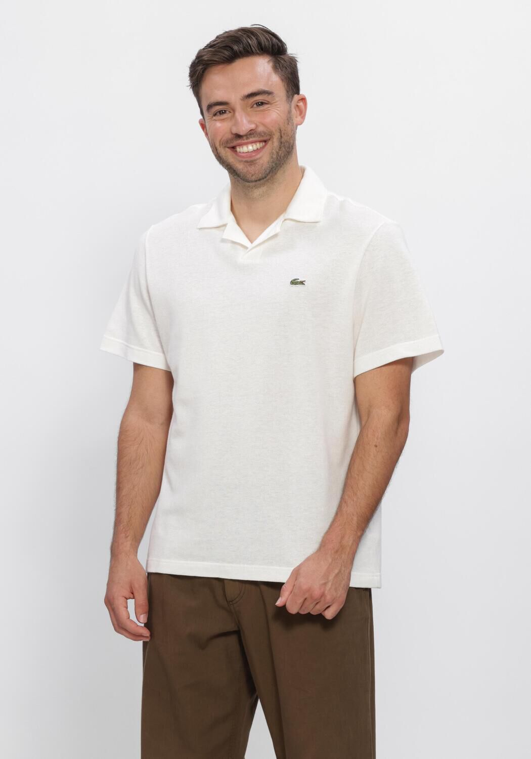 LACOSTE Polo CLASSIC FIT OPEN NECK COTTON LINEN BLEND POLO &Eacute;cru - large