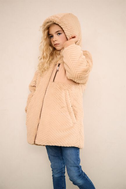 NONO Manteau Teddy BAYBEE REVERSIBLE MID LONG HOODED JACKET Sable - large