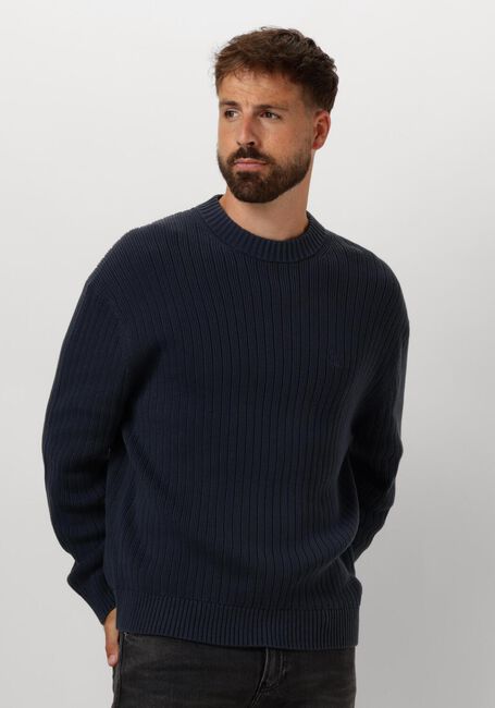 Donkerblauwe CALVIN KLEIN Trui LINEAR SWEATER - large