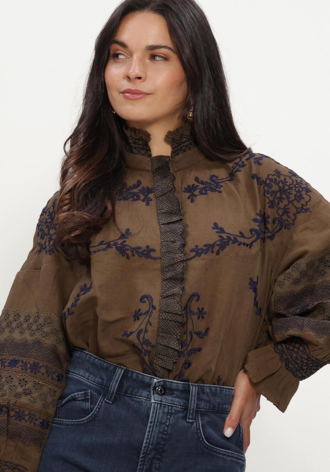 Donkergroene ANTIK BATIK  BIG BLOUSE - large