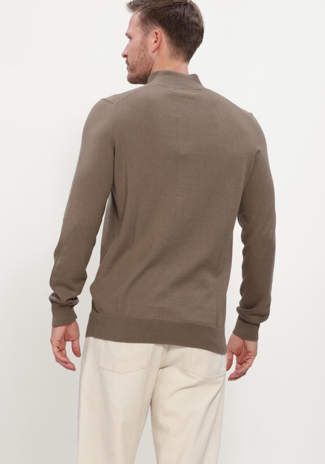 Bruine LYLE & SCOTT Trui COTTON MERINO QUARTER ZIP JUMPER - large
