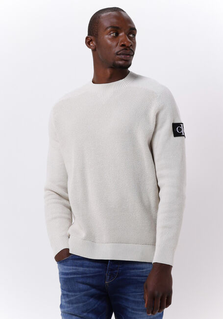 CALVIN KLEIN Chandail MONOLOGO BADGE SWEATER en beige - large