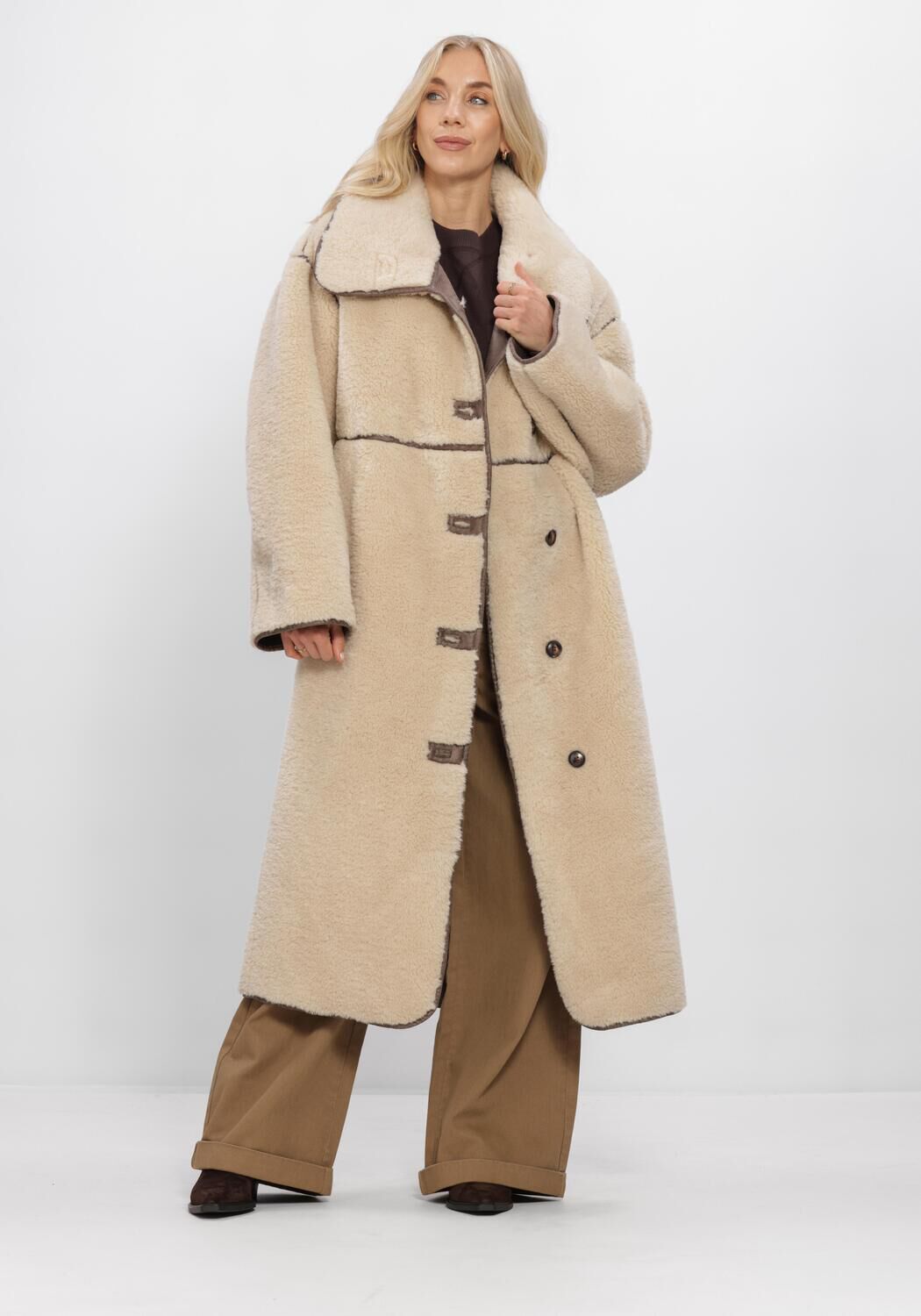 WITHBLACK Manteau Teddy WBLDAJANA PILE COAT en beige - large