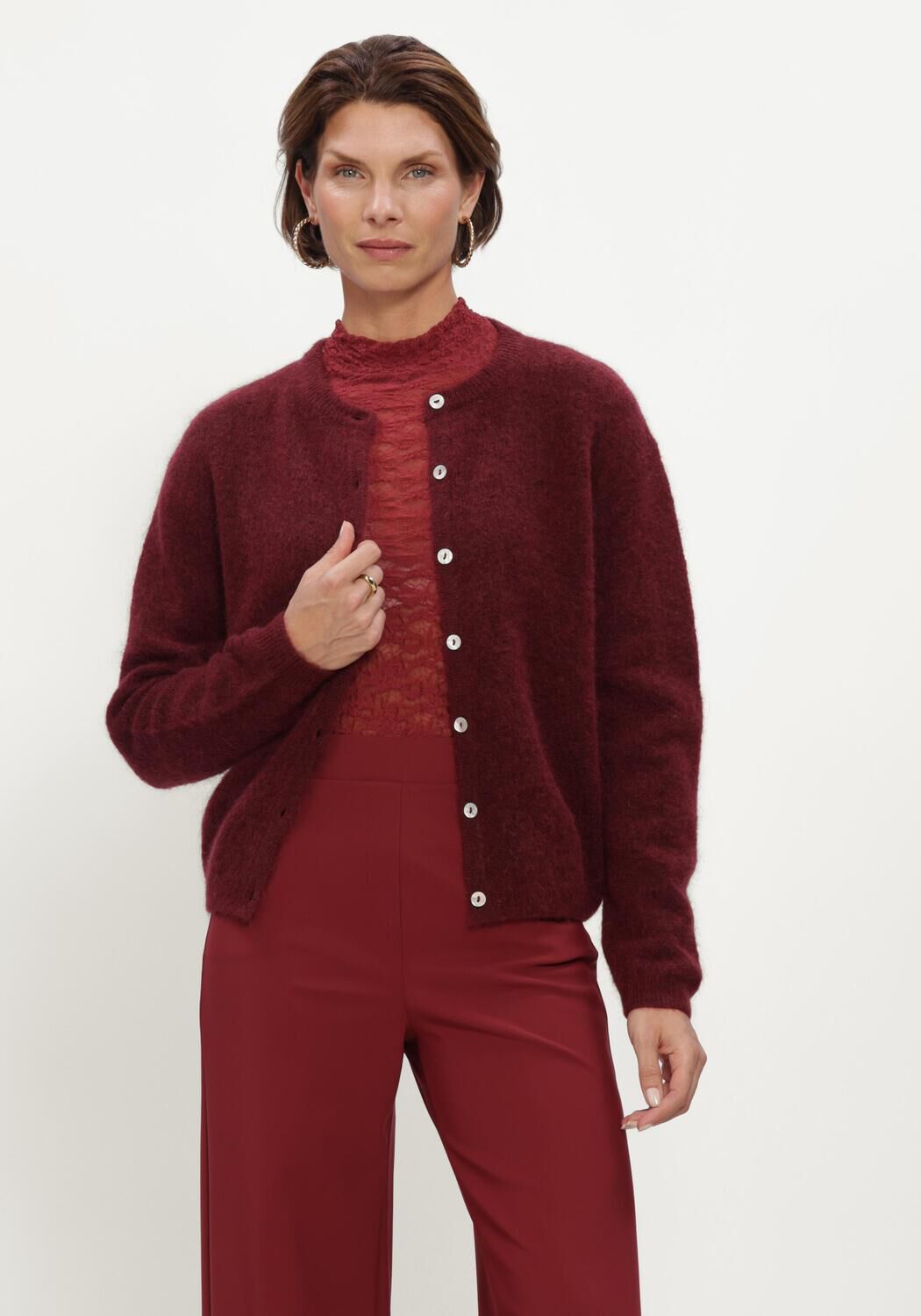 STUDIO ANNELOES Gilet Bibi cardigan Bordeaux - large