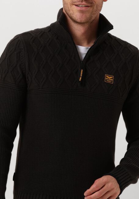 Zwarte PME LEGEND Truien/vesten HALF ZIP COLLAR COTTON MIX YARN - large