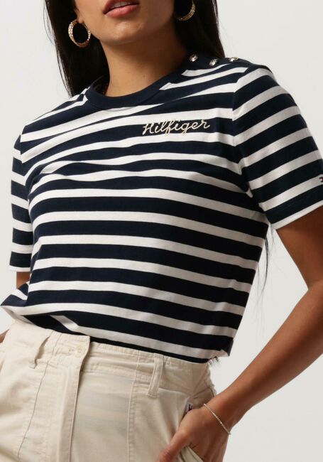 TOMMY HILFIGER T-shirt REG GOLD BUTTON C-NK SS en bleu - large
