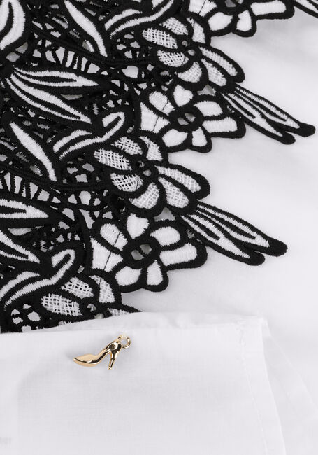 Witte JANSEN AMSTERDAM  CV777 COTTON VOILE BLOUSE WITH BLACK/WHITE LACE DETAIL 3/4 SLEEVE Witte JANSEN AMSTERDAM  CV777 COTTON VOILE BLOUSE WITH BLACK/WHITE LACE DETAIL 3/4 SLEEVE - large