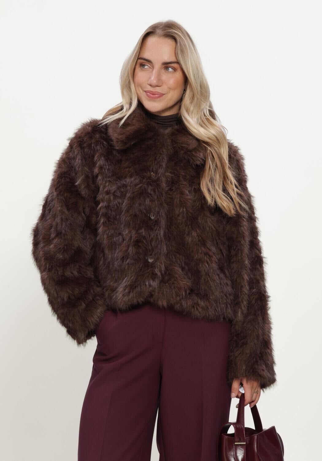 SUMMUM Manteau en fausse fourrure JACKET SOFT FAUX FUR en marron - large