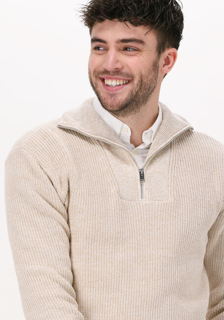 Gebroken wit SELECTED HOMME Trui SLHIRVEN LS KNIT HIGH HALF ZIP - large