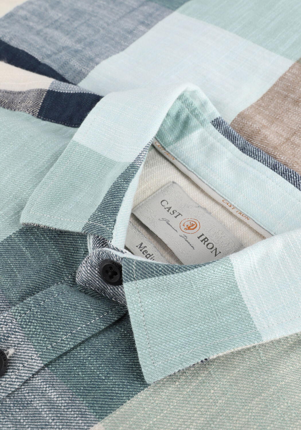 CAST IRON Chemise d&eacute;contract&eacute; LONG SLEEVE SHIRT BOLD CHECK SLUB COTTON en vert - large