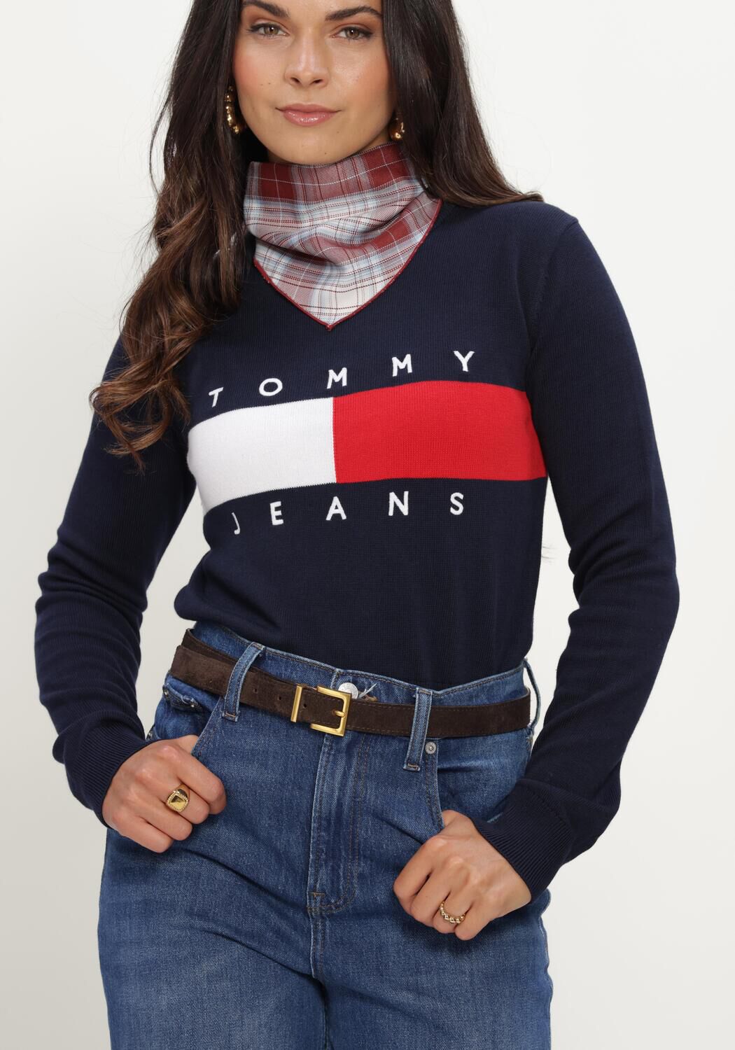 TOMMY JEANS Chandail TJW FLAG CREW NECK SWEATER EXT Bleu fonc&eacute; - large