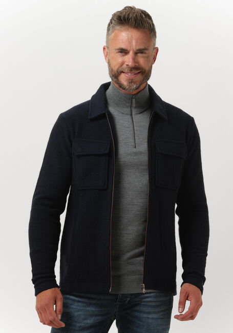 CAST IRON Surchemise ZIP JACKET BOILED WOOL Bleu foncé - large