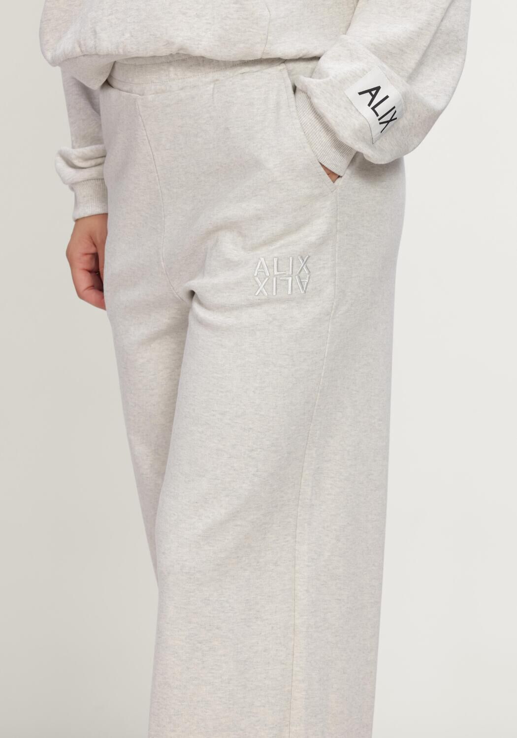 Grijze ALIX THE LABEL Broeken/jumpsuits LADIES KNITTED WIDE LEG PANTS - large