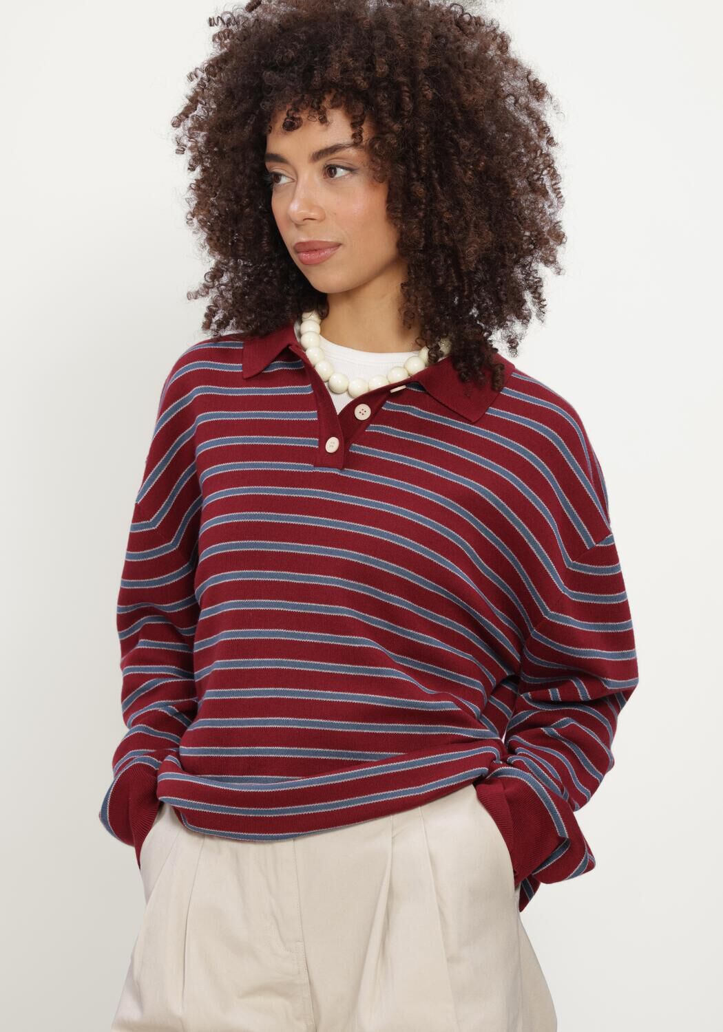 BOII STUDIOS Polo VEGA CHECK SHIRT Bordeaux - large