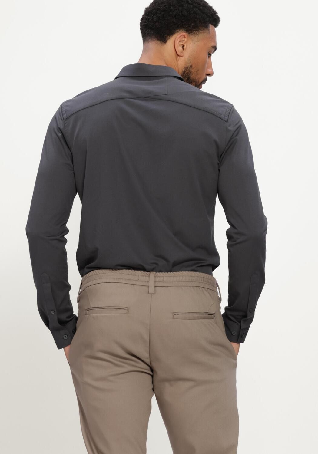 CAST IRON Chemise d&eacute;contract&eacute; LONG SLEEVE SHIRT TECH FINE JERSEY Gris fonc&eacute; - large