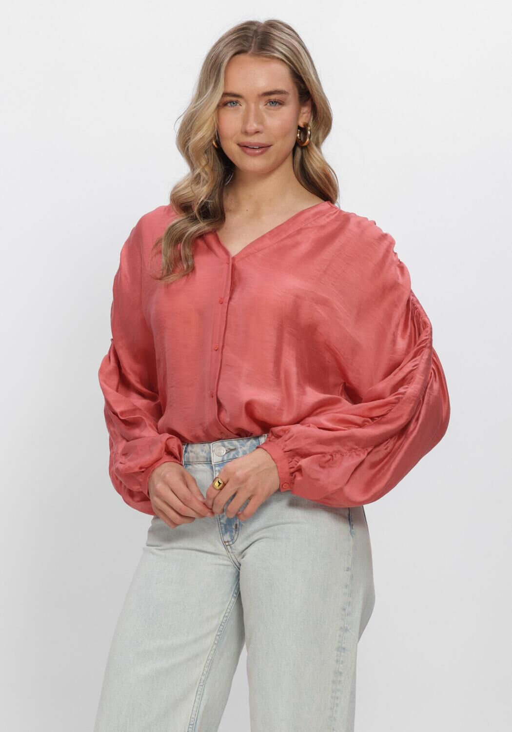 Lichtroze MSCH COPENHAGEN  MSCHRAMONA RIKKELIA VOLUME SHIRT - large
