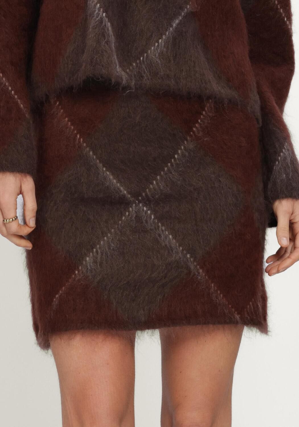 Bruine Y.A.S. Minirok YASARGY HW MOHAIR BLEND KNIT SKIRT - large
