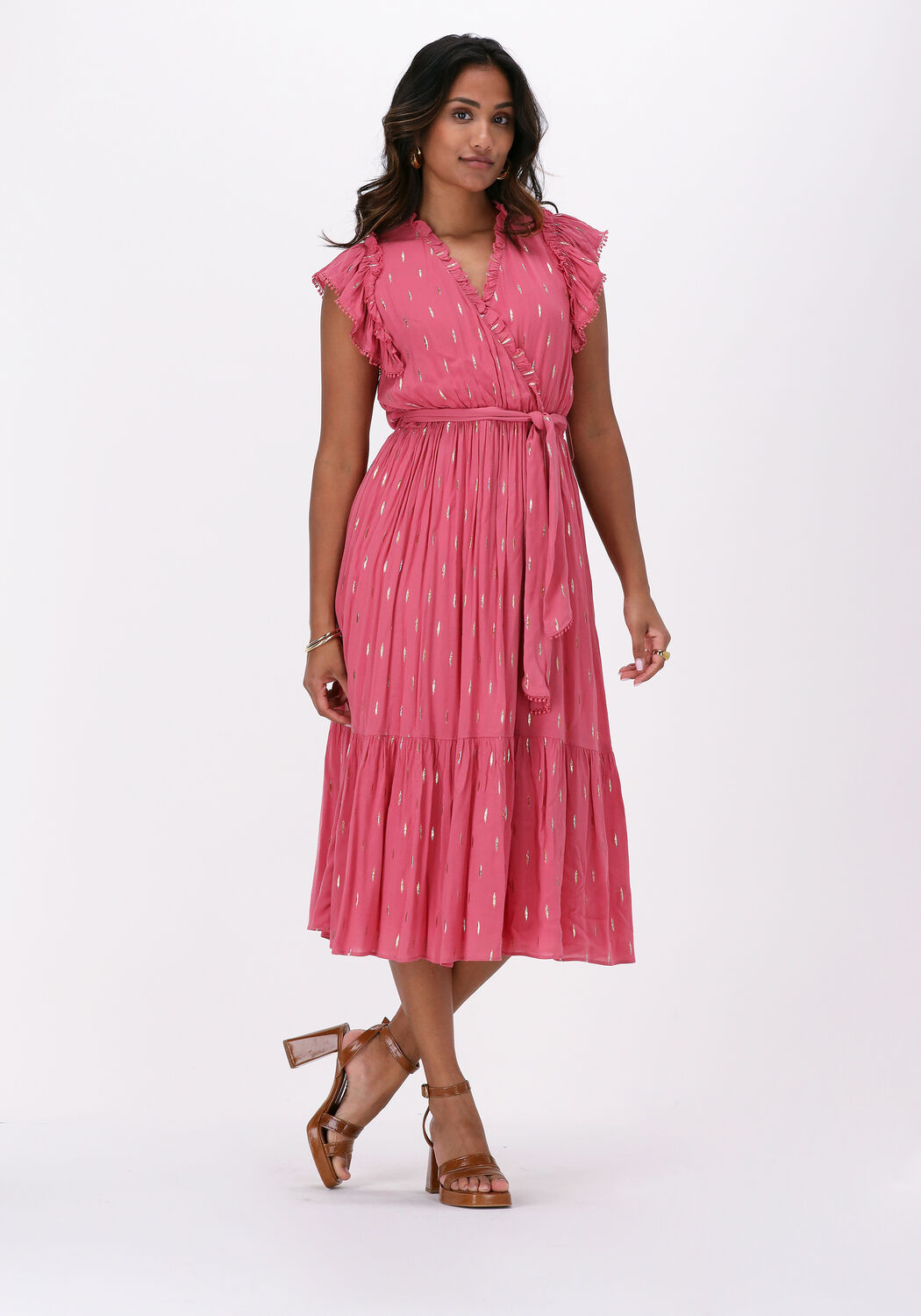 SUNCOO Robe midi CATY en rose Omoda