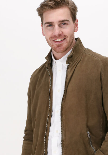 GOOSECRAFT Veste en cuir THOR BOMBER en taupe - large