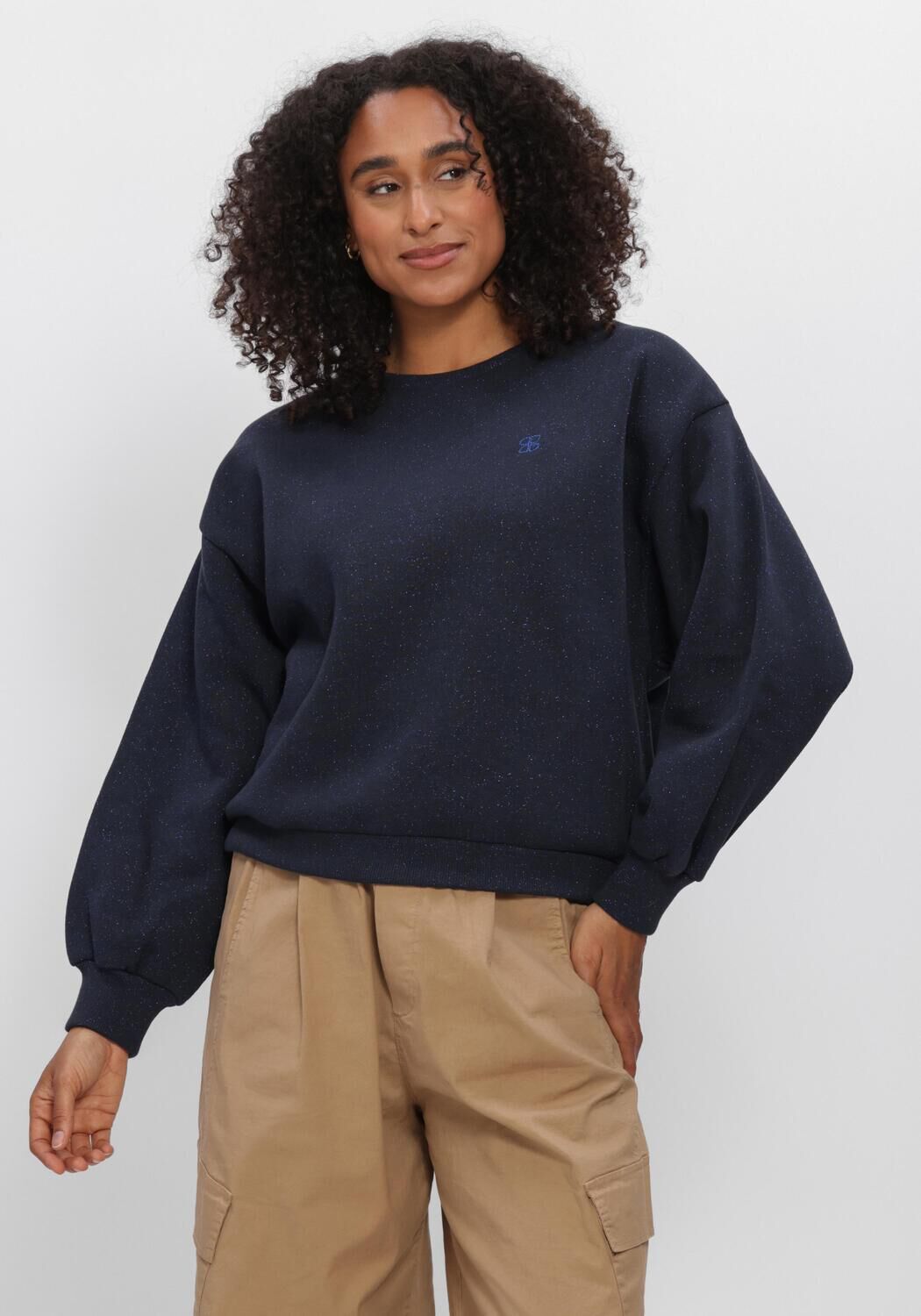 Donkerblauwe BY-BAR Trui LILI SPARKLE SWEATER - large