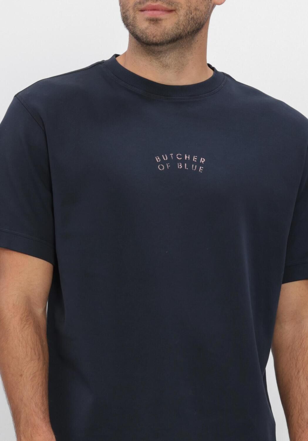 Donkerblauwe BUTCHER OF BLUE T-shirt MERCER LAYER LOOSE TEE - large