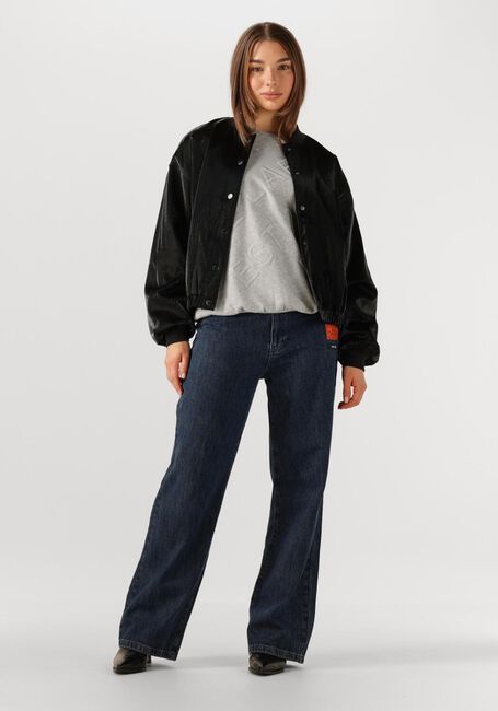 ALIX THE LABEL Jack LADIES WOVEN VELVET LEATHER BOMBER en noir - large