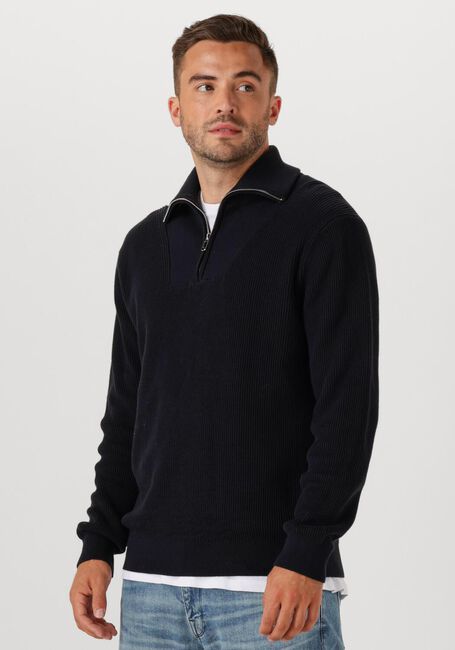 PURE PATH Pull LOOSE FIT HALF ZIP KNITWEAR en noir - large
