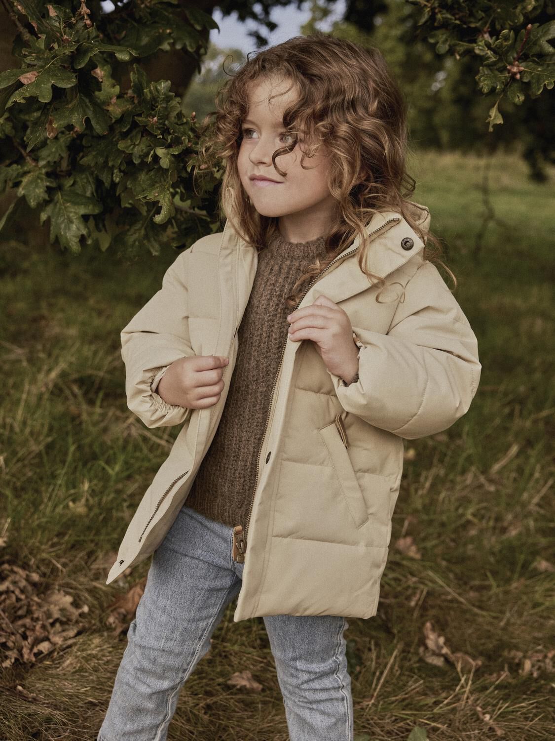 LIL' ATELIER Veste matelass&eacute; NMFLAMEDOW03 PUFFER LONG JKT FO LIL en beige - large