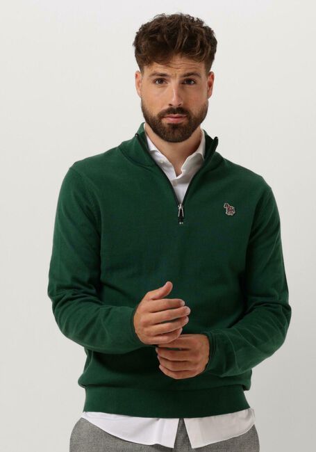 PS PAUL SMITH Pull MENS SWEATER ZIP NECK ZEB BAD en vert - large