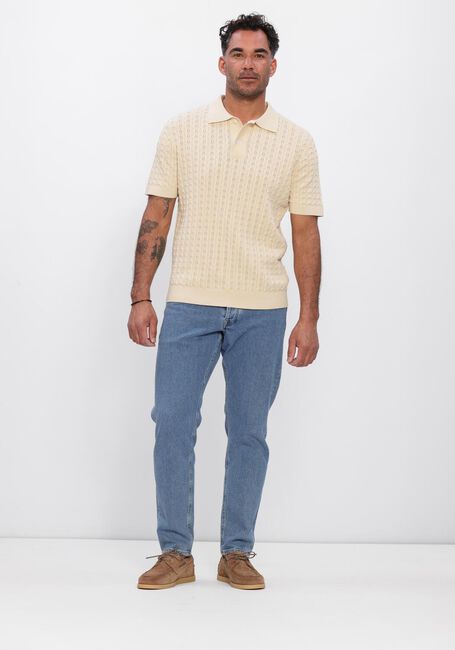 SELECTED MEN Polo SLHMATTIS SS KNIT NEW CABLE  POLO &Eacute;cru - large