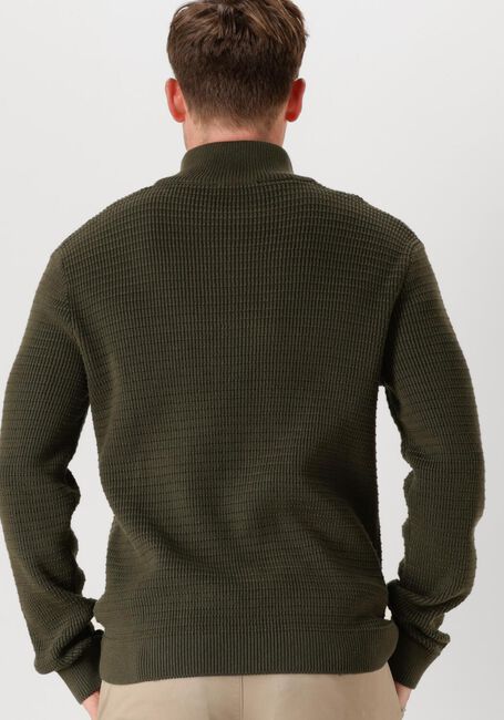 Donkergroene SELECTED HOMME Trui SLHTHEO LS KNIT STRUCTURE HALF ZIP - large
