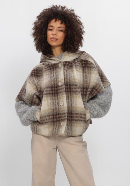 DANTE6 Jack LUNETTA CHECK CAPE COAT en beige - large