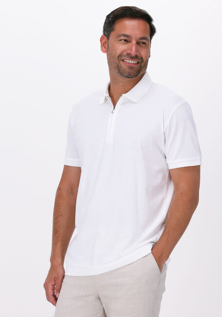 SELECTED HOMME Polo SLHFAVE ZIP SS POLO B en blanc - large