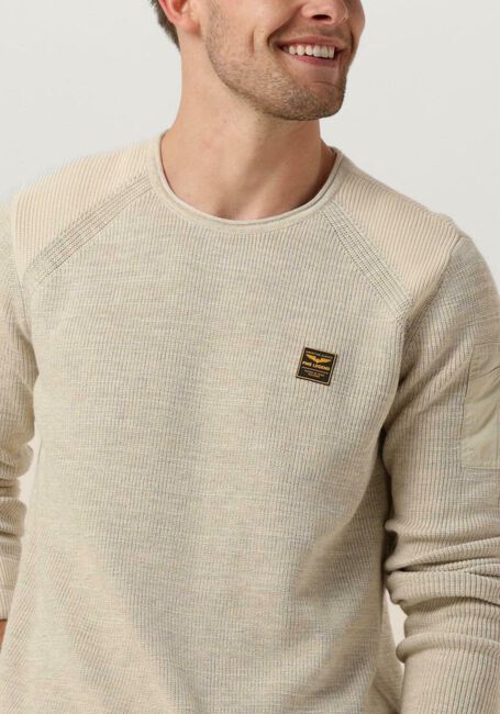 Beige PME LEGEND Trui R-NECK COTTON RIB MELEE KNIT - large