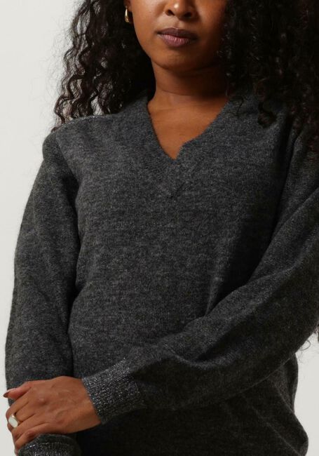 Donkergrijze SCOTCH & SODA Mini jurk RELAXED V NECK KNITTED DRESS - large