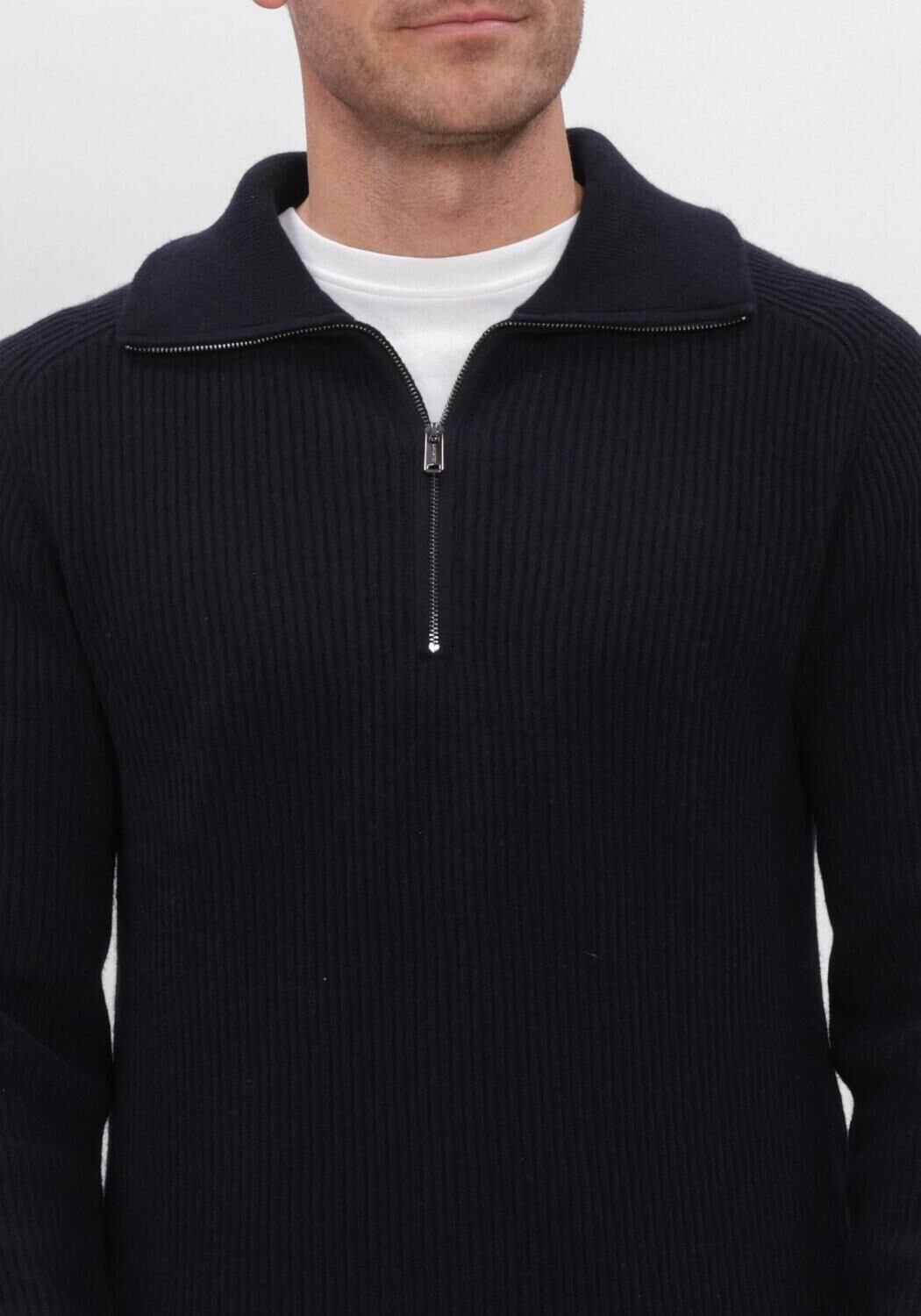 PROFUOMO Pull PULLOVER HALF ZIP HEAVY WOOL Bleu fonc&eacute; - large