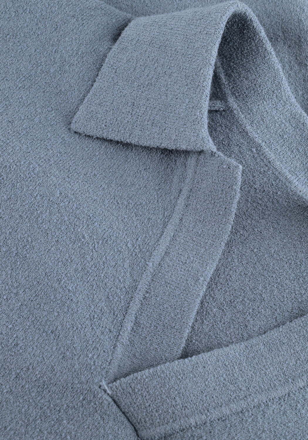 PROFUOMO Polo POLO OPEN COLLAR COTTON CREPE en bleu - large