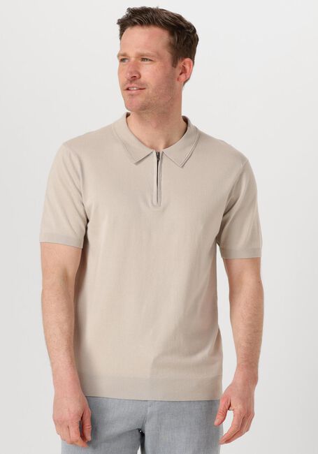 Beige PURE PATH Polo REGULAR FIT POLO SS HALF ZIP KNITWEAR - large