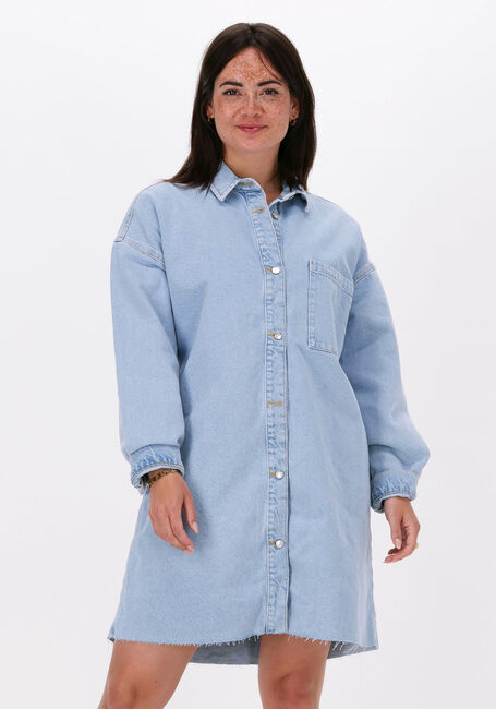 Blauwe NA-KD Mini jurk RAW EDGE DENIM DRESS - large