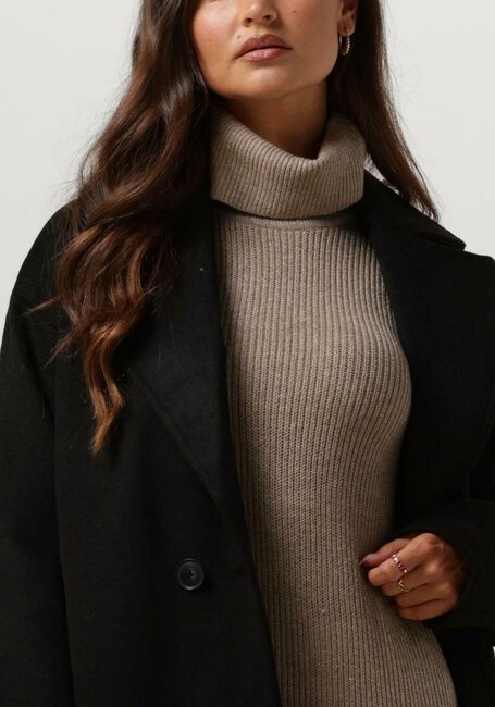 Zwarte NOTRE-V Mantel WOOL COAT LONG - large