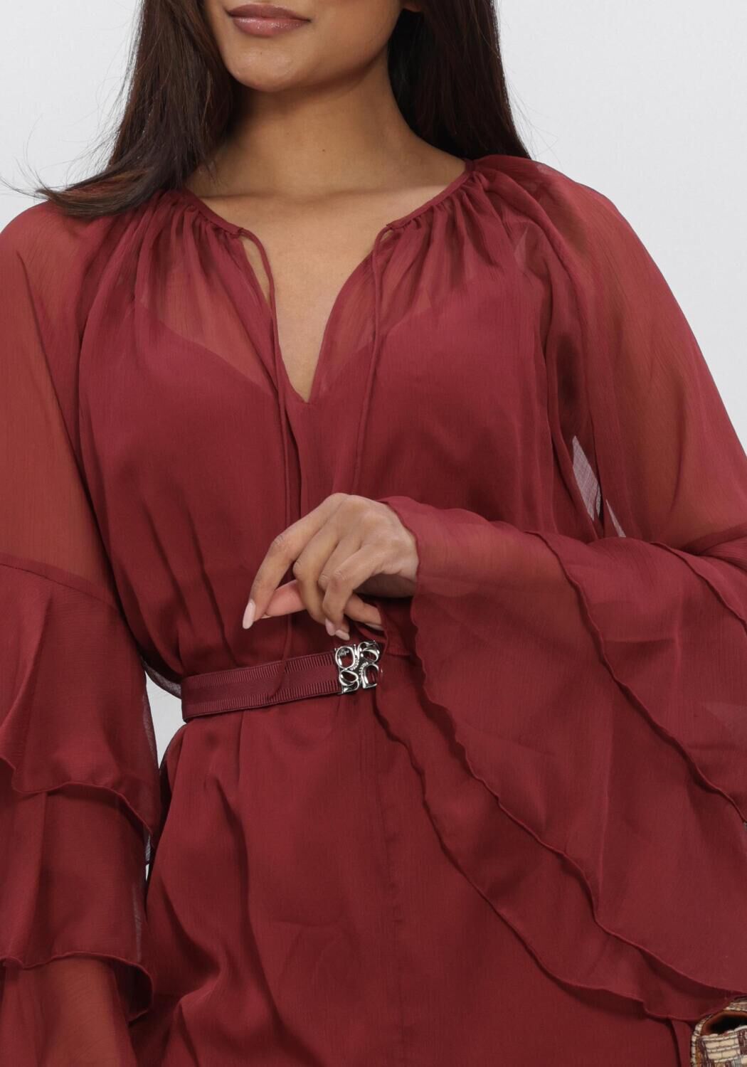 DANTE6 Mini robe SOLSTICE BOHO CHIFFON SHORT DRESS Bordeaux - large